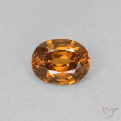 0.60ct Натуральный Темно-оранжевый Циркон, Овал, VVS-VS