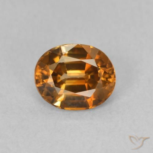 1.06ct Натуральный Земля Оранжевый Циркон, Овал, VVS-VS