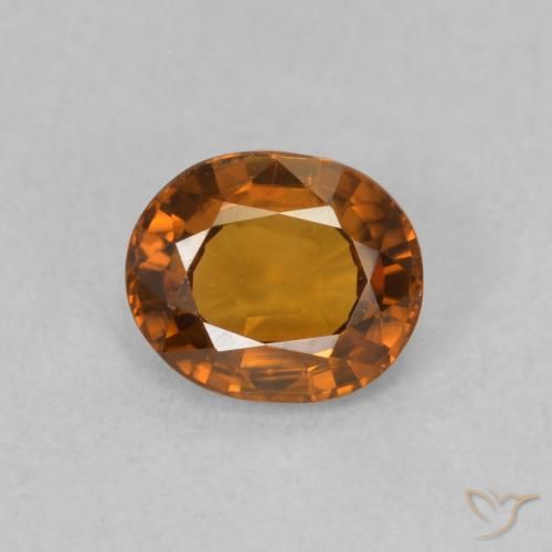 0.88ct Натуральный Темно-оранжевый Циркон, Овал, VVS-VS