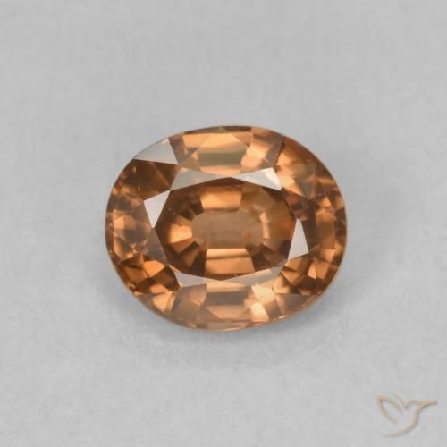 1.02ct Натуральный Темно-оранжевый Циркон, Овал, VVS-VS