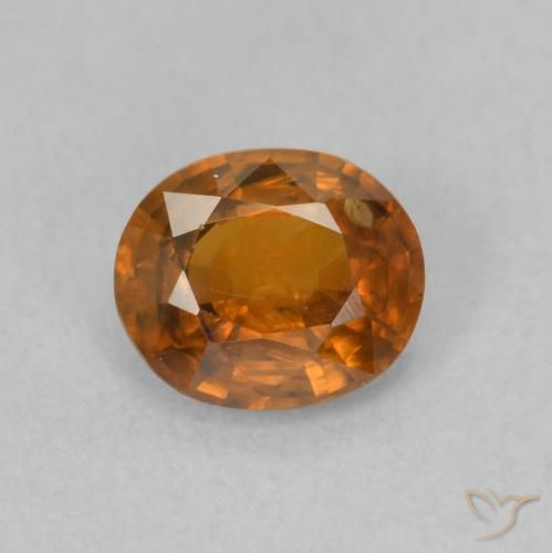 0.96ct Натуральный Темно-оранжевый Циркон, Овал, Чистота VS