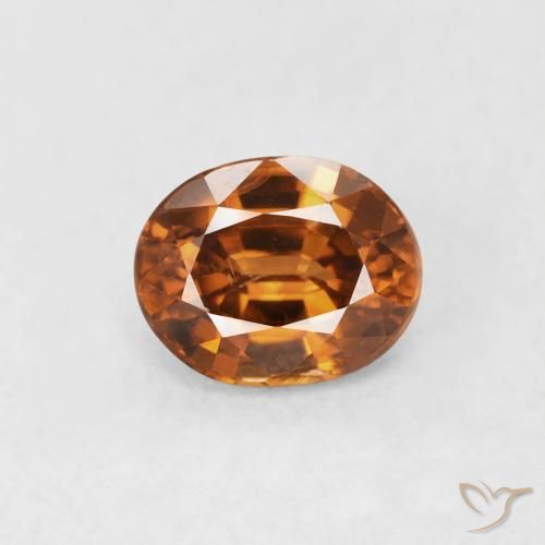 1.01ct Натуральный Земля Оранжевый Циркон, Овал, Чистота VS
