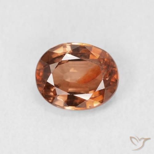 1.02ct Натуральный Темно-оранжевый Циркон, Овал, Чистота VS