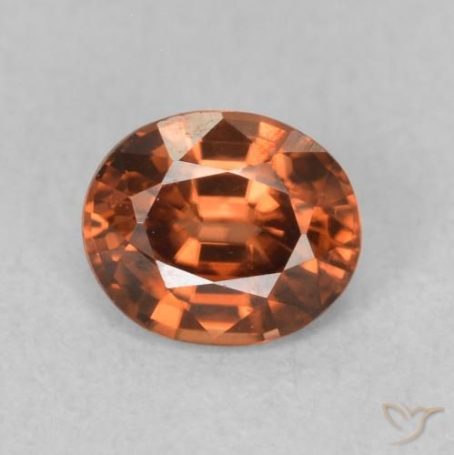 0.92ct Натуральный Medium Dark-Orange Циркон, Овал, VVS-VS