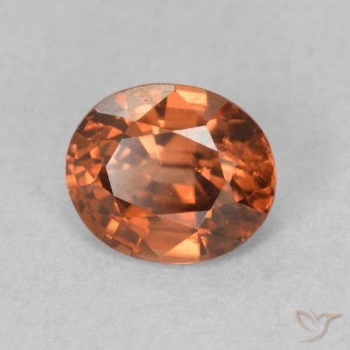 0.92 карата, натуральный Medium Dark-Orange Циркон, Овал, VVS-VS