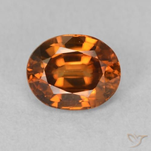 1.07ct Натуральный Глубокий коричневато-оранжевый Циркон, Овал, VVS-VS