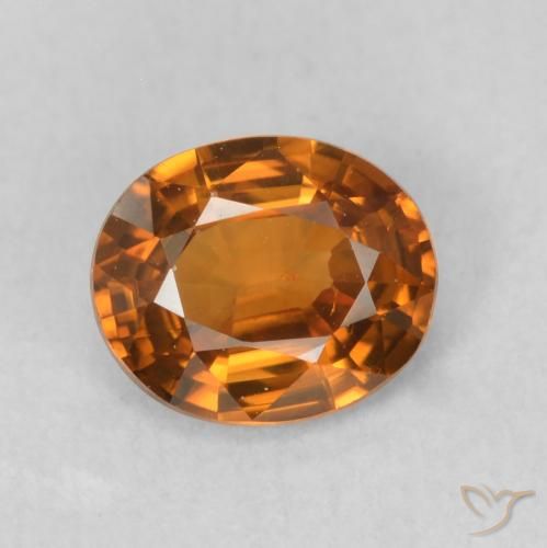 0.84ct Натуральный Medium Dark-Orange Циркон, Овал, VVS-VS