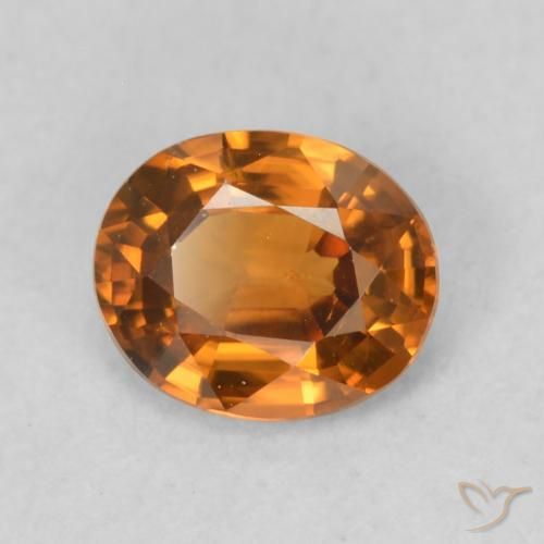0.84 карата, натуральный Medium Dark-Orange Циркон, Овал, VVS-VS