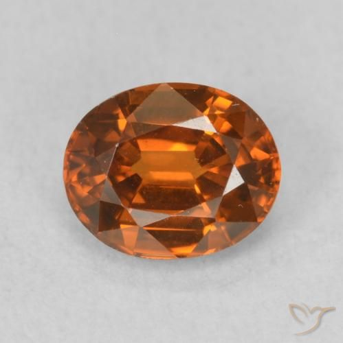 0.93ct Натуральный Medium Dark-Orange Циркон, Овал, VVS-VS