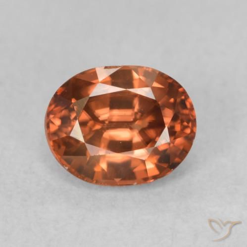 0.94ct Натуральный Темно-оранжевый Циркон, Овал, VVS-VS