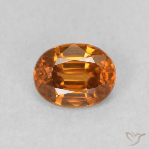 0.60ct Натуральный Темно-оранжевый Циркон, Овал, VVS-VS