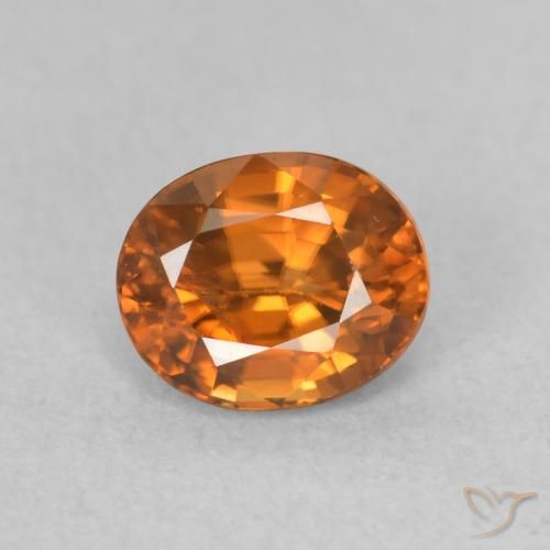 1.04ct Натуральный Темно-оранжевый Циркон, Овал, Чистота VS