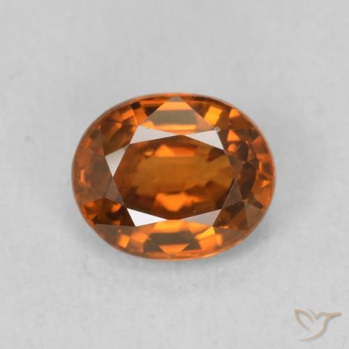 1.03ct Натуральный Темно-оранжевый Циркон, Овал, VVS-VS