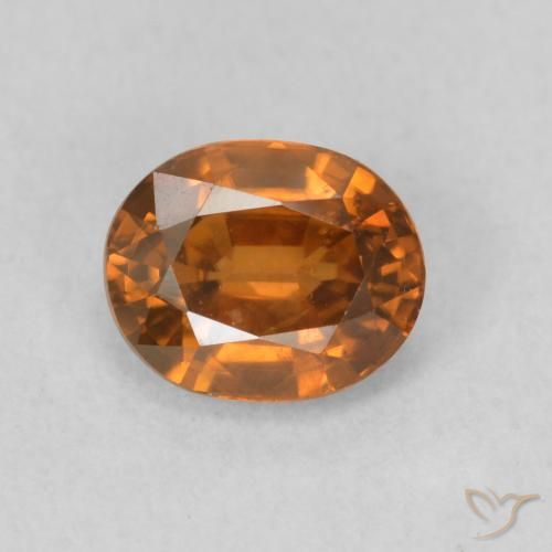 1.00ct Натуральный Medium Dark-Orange Циркон, Овал, Чистота VS