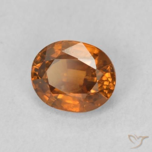 1.00 карата, натуральный Medium Dark-Orange Циркон, Овал, Чистота VS