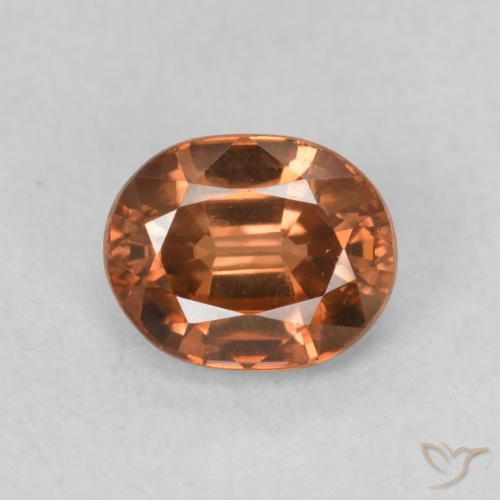 1.06ct Натуральный Темно-оранжевый Циркон, Овал, Чистота VS