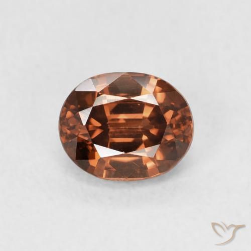 1.09ct Натуральный Темно-оранжевый Циркон, Овал, Чистота VVS
