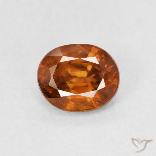 1.00ct Натуральный Medium Dark-Orange Циркон, Овал, Чистота VS