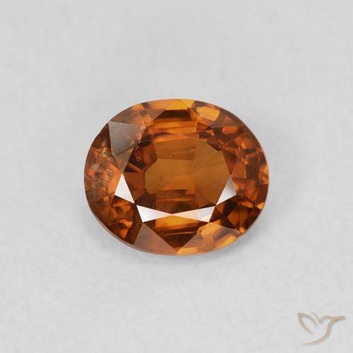 0.86ct Натуральный Темно-оранжевый Циркон, Овал, Чистота VS