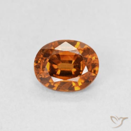 0.61ct Натуральный Темно-оранжевый Циркон, Овал, Чистота VS