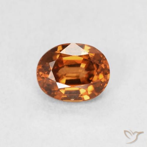 0.67ct Натуральный Medium Dark-Orange Циркон, Овал, Чистота VVS