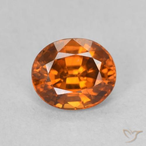 1.00ct Натуральный Темно-оранжевый Циркон, Овал, Чистота VVS
