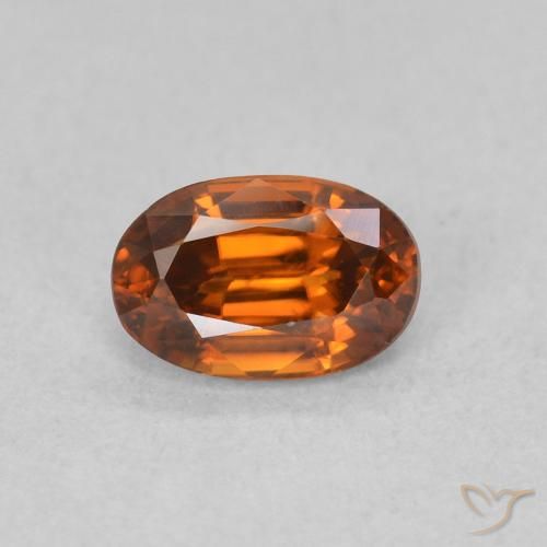 0.84ct Натуральный Темно-оранжевый Циркон, Овал, Чистота VVS