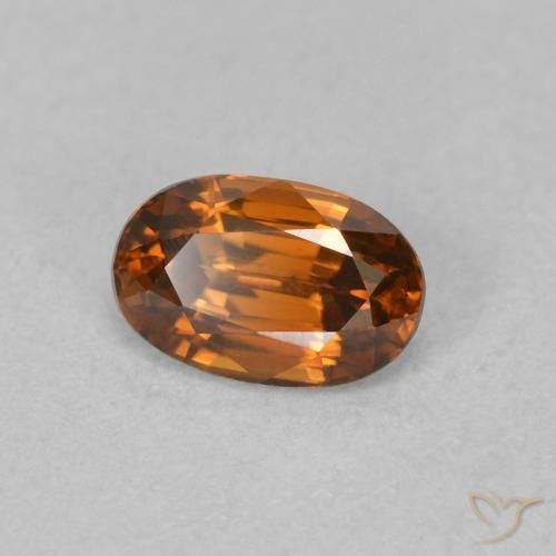 0.78 карата, натуральный Medium Dark-Orange Циркон, Овал, Чистота VVS