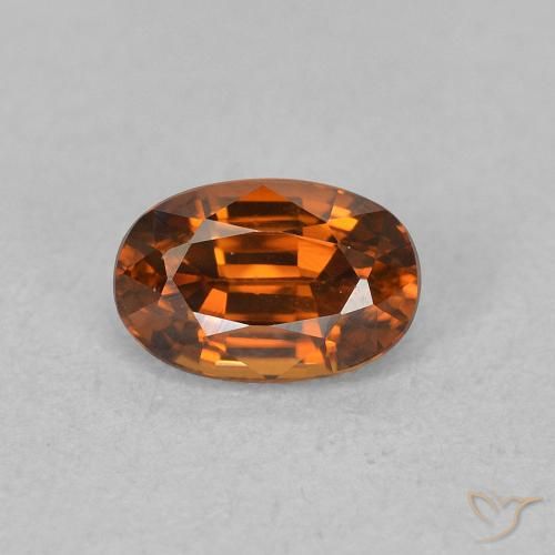 0.89ct Натуральный Medium Dark-Orange Циркон, Овал, Чистота VVS