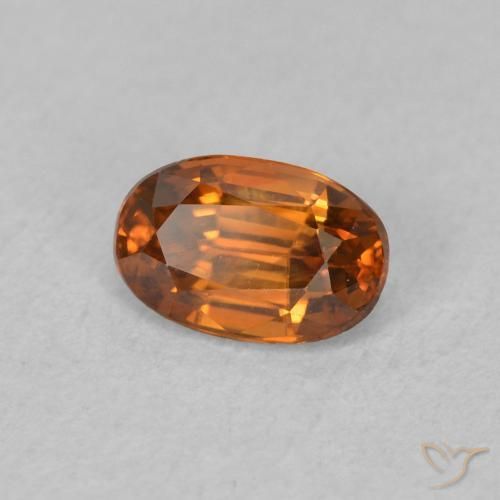 0.81 карата, натуральный Medium Dark-Orange Циркон, Овал, Чистота VVS