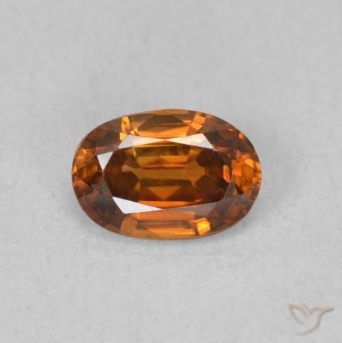 0.73ct Натуральный Medium Dark-Orange Циркон, Овал, Чистота VVS
