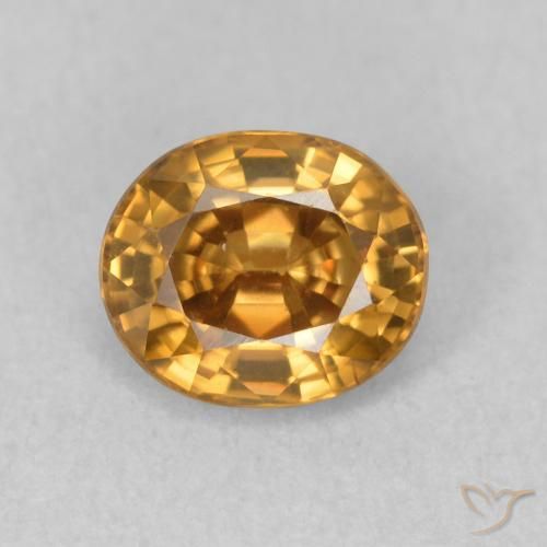 1.01ct Натуральный Золотисто-коричневый Циркон, Овал, Чистота VVS