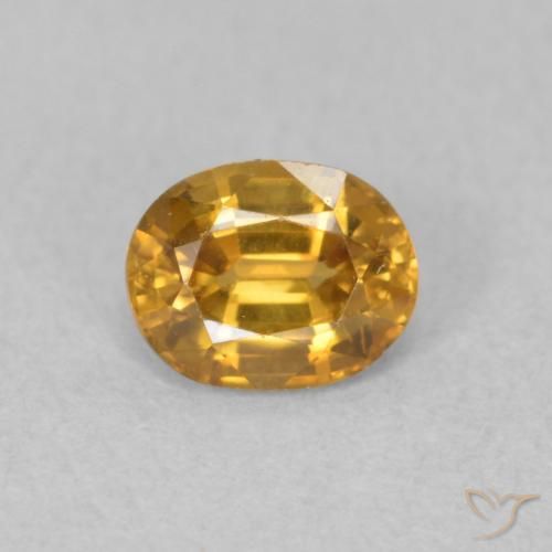 0.91ct Натуральный Оранжево-золотой Циркон, Овал, Чистота VVS