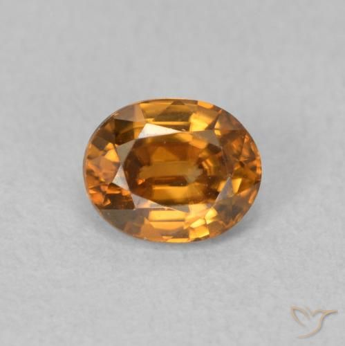 1.02ct Натуральный Средний апельсин Циркон, Овал, Чистота VVS