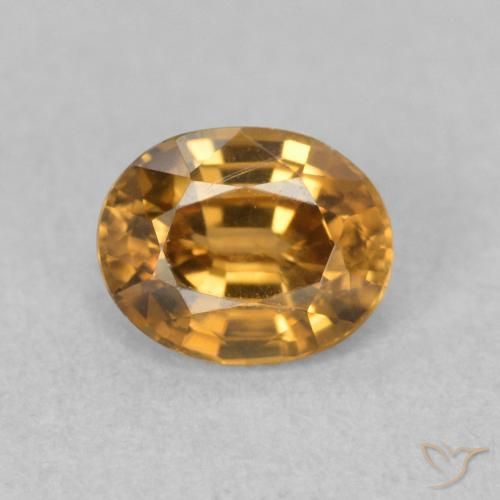 0.97ct Натуральный Золотисто-коричневый Циркон, Овал, Чистота VS