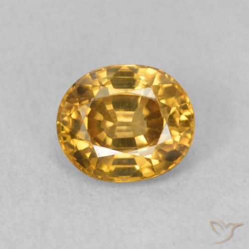 1.11ct Натуральный Золотой Циркон, Овал, VVS-VS