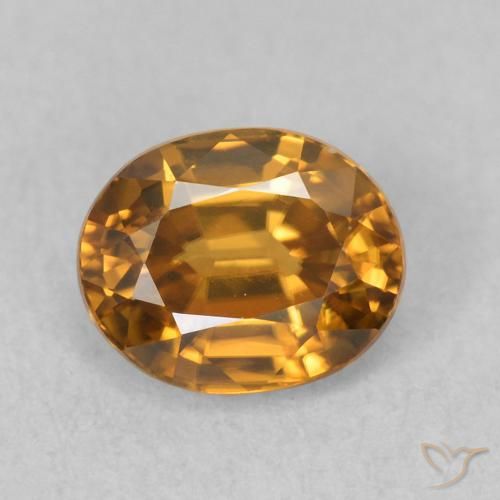1.09ct Натуральный Золотисто-коричневый Циркон, Овал, Чистота VVS