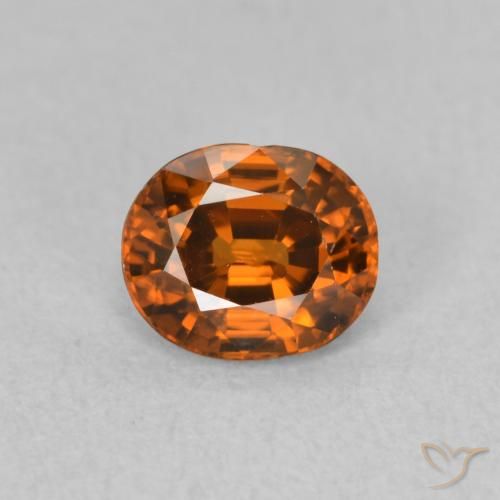0.99ct Натуральный Medium Dark-Orange Циркон, Овал, VVS-VS