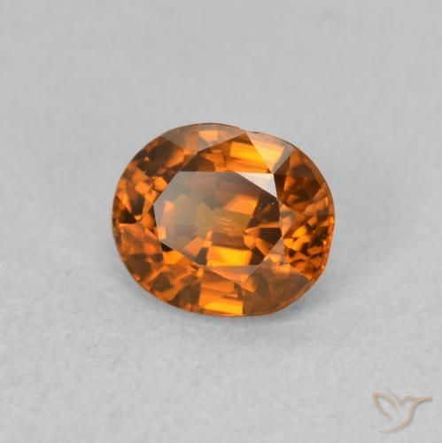 0.99 карата, натуральный Medium Dark-Orange Циркон, Овал, VVS-VS