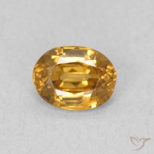 0.57ct Натуральный Золотисто-Апельсиновый Циркон, Овал, VVS-VS