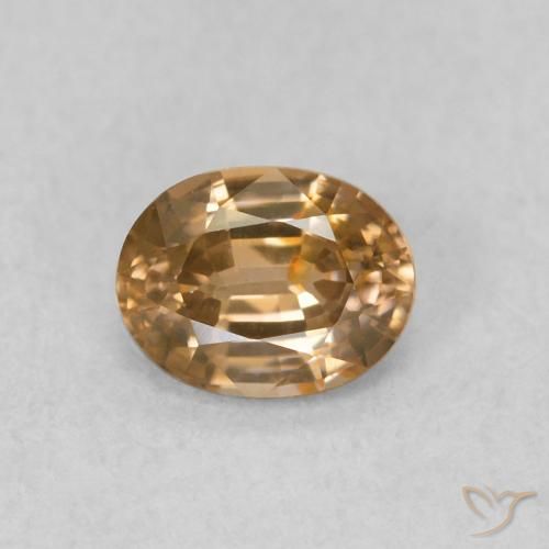 0.60ct Натуральный Золотисто-персиковый Циркон, Овал, Чистота VVS