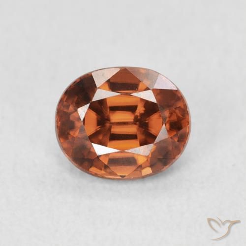 1.17ct Натуральный Темно-оранжевый Циркон, Овал, VVS-VS
