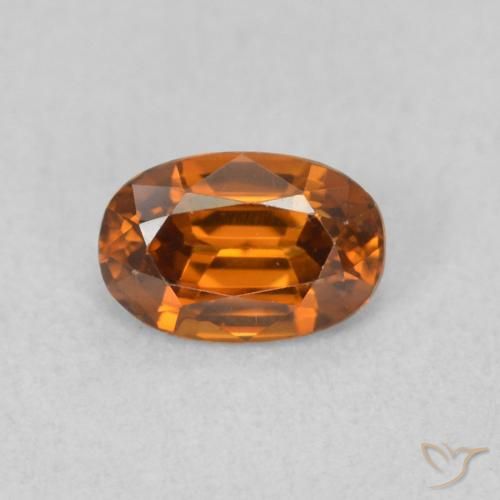 0.77ct Натуральный Темно-оранжевый Циркон, Овал, VVS-VS