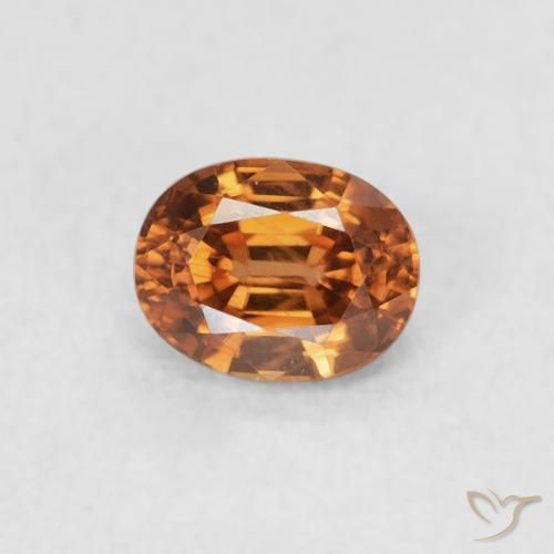 0.63ct Натуральный Темно-оранжевый Циркон, Овал, Чистота VVS