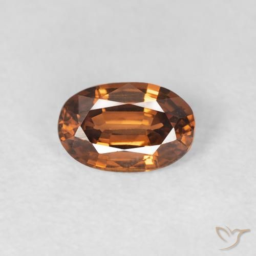 0.67ct Натуральный Глубокий коричневато-оранжевый Циркон, Овал, Чистота VVS