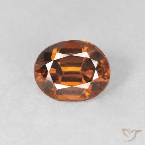 1.00ct Натуральный Темно-оранжевый Циркон, Овал, Чистота VVS