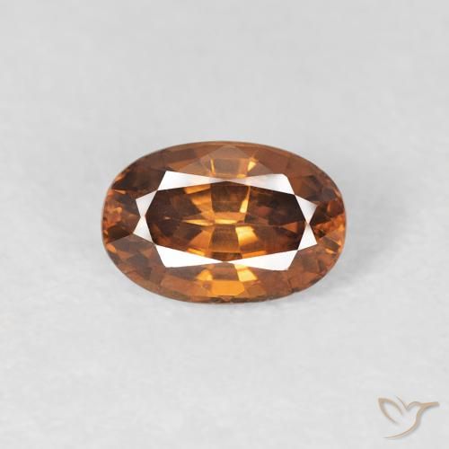 0.84ct Натуральный Темно-оранжевый Циркон, Овал, VVS-VS
