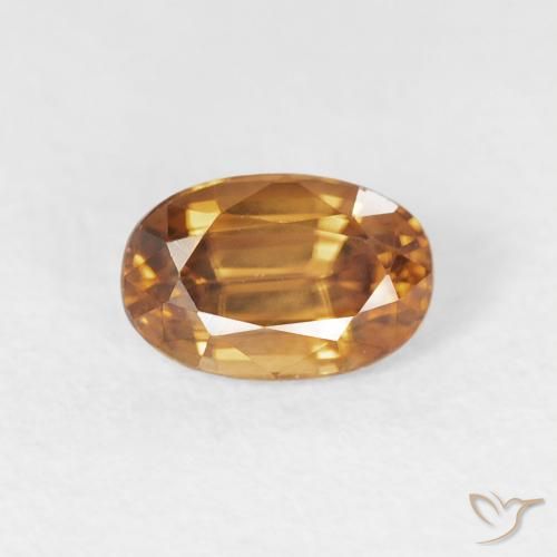 0.83ct Натуральный Оранжево-коричневый Циркон, Овал, Чистота VVS