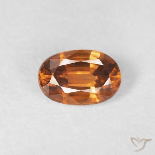 0.76ct Натуральный Medium Dark-Orange Циркон, Овал, Чистота VVS