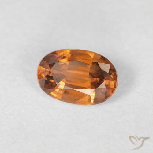 0.76 карата, натуральный Medium Dark-Orange Циркон, Овал, Чистота VVS